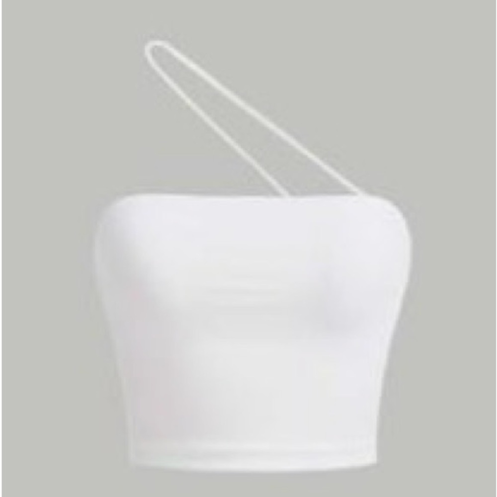 SHEIN White Asymmetrical Strap Crop Top